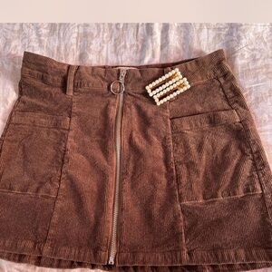 Altar'd State Brown Corduroy Skirt with Zipper
